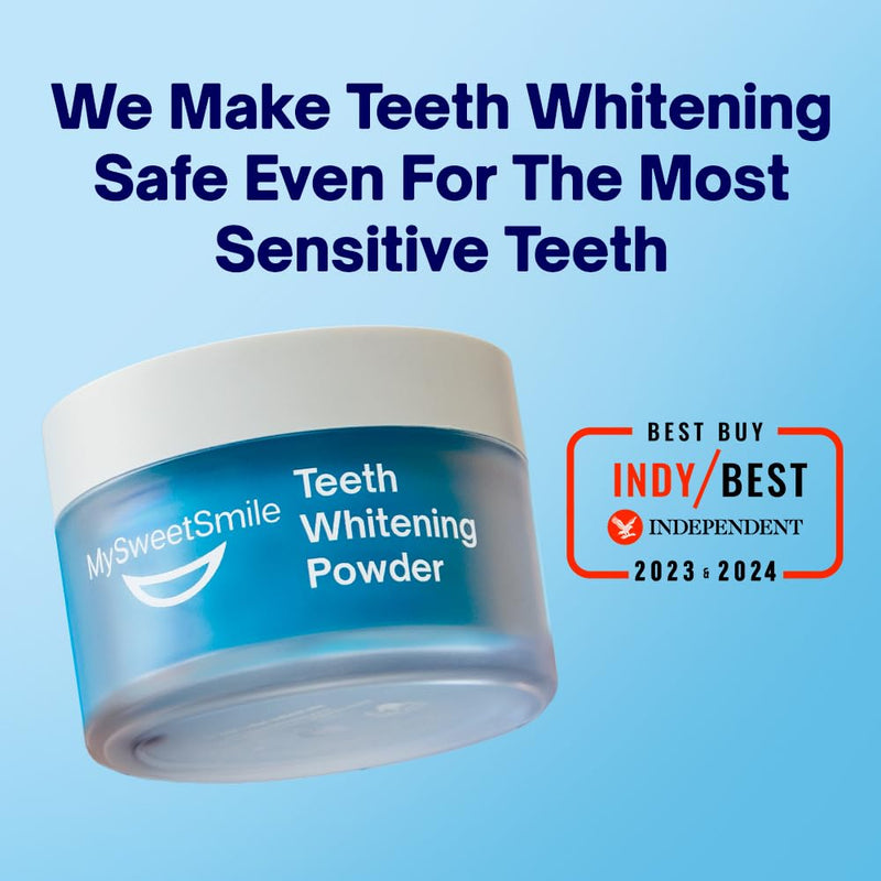 [Australia - AusPower] - MySweetSmile Teeth Whitening Powder - Dentist-Approved & Enamel-Safe | 6 Month Supply | Tea, Coffee, Wine & Smoking Stain Remover | Non-Sensitive Formula | Peroxide Free | Cool Mint Flavour 