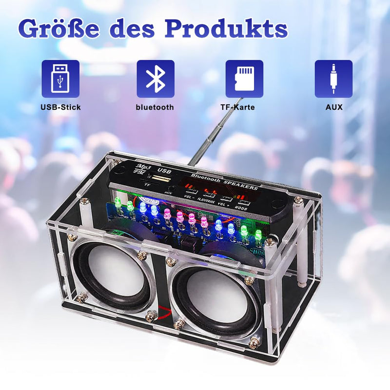 Electronic Soldering Kits Set, Bluetooth Speaker Kit with FM Radio & Voice Recording, Music Player with Remote Control & LED Light, Soldering Learning DIY Kit, Gift for Adults, Children from 14 Years Radio & Music Players