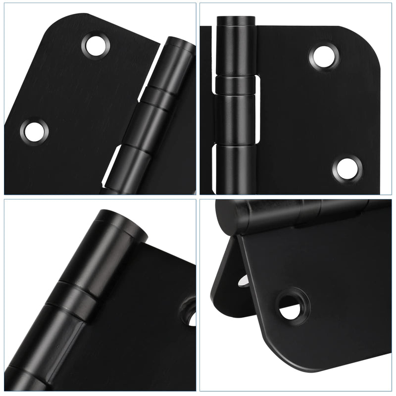 Stainless Steel Door Hinges, 3.5''X 3.5'' Ball Bearing Hinges, Commercial Grade Heavy Duty Hinges with 5/8 Inch Radius Corners, Door Interior Metal Hardwares, 3 Pack (Black) Black