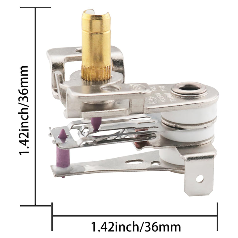 [Australia - AusPower] - 2PCS Adjustable Temperature Control Switch 1.42x1.42 inch Metal Electric Heating Thermostat 16A 250VAC for Oven Iron Deep Fryer Toaster 