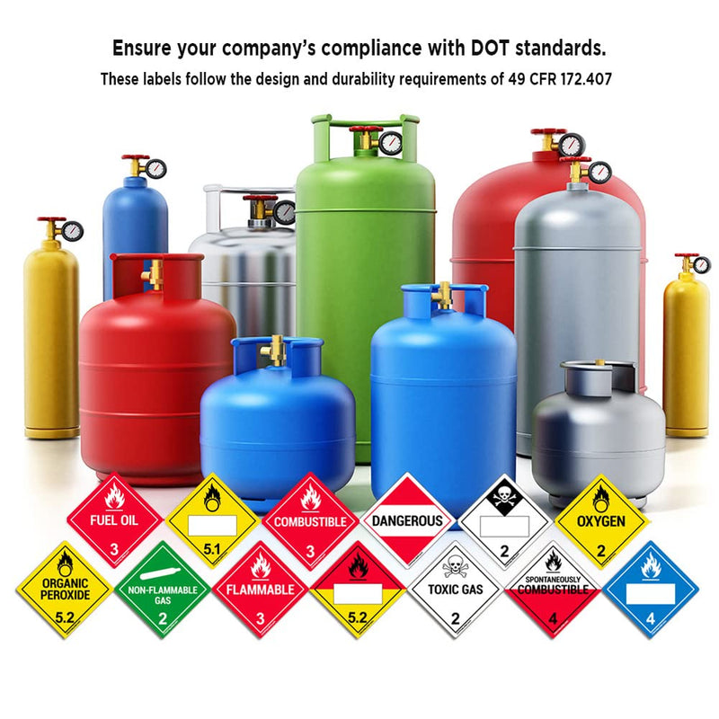ChromaLabel 4 by 4 Permanent Durable Square D.O.T. Hazard Labels, Hazard Class 2 Toxic Gas Label, 100/Roll 4" x 4"
