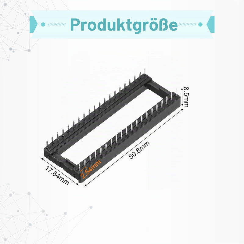 QUARKZMAN DIP IC Socket, 40-Pin Dip IC Sockets 2.54 mm Pitch Black Pack of | Flat Pin Chip Connector Adapter for Breadboard Project, PCB Board Design