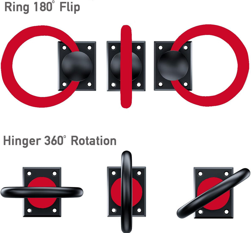 trust4care 3-3/4" Rotatable Matte Black Sliding Barn Door Pull Handles, Flush Folding Ring Gate Pulls, Heavy-Duty Zinc Grip Pull for Hallway Bifold Barn Door, Garage, Garden Fence Wooden Gate 2 3-3/4"