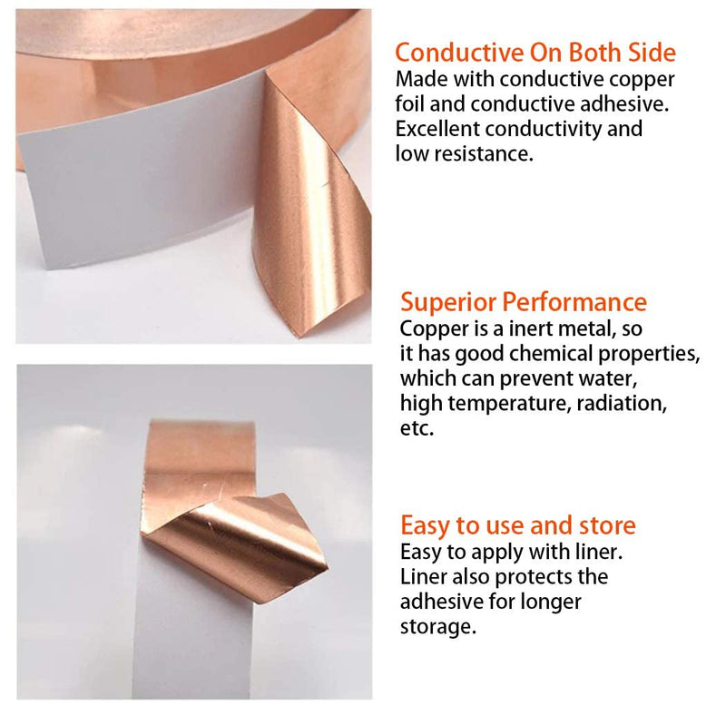 [Australia - AusPower] - APT, Copper Foil Tape with Conductive Acrylic Adhesive, 2.6 Mil Total Thickness, for Guitar and EMI Shielding, Arts and Crafts, Electrical Repairs, Mulit-Size (1'' x 26Ft(8M)) 1'' x 26Ft(8M) 