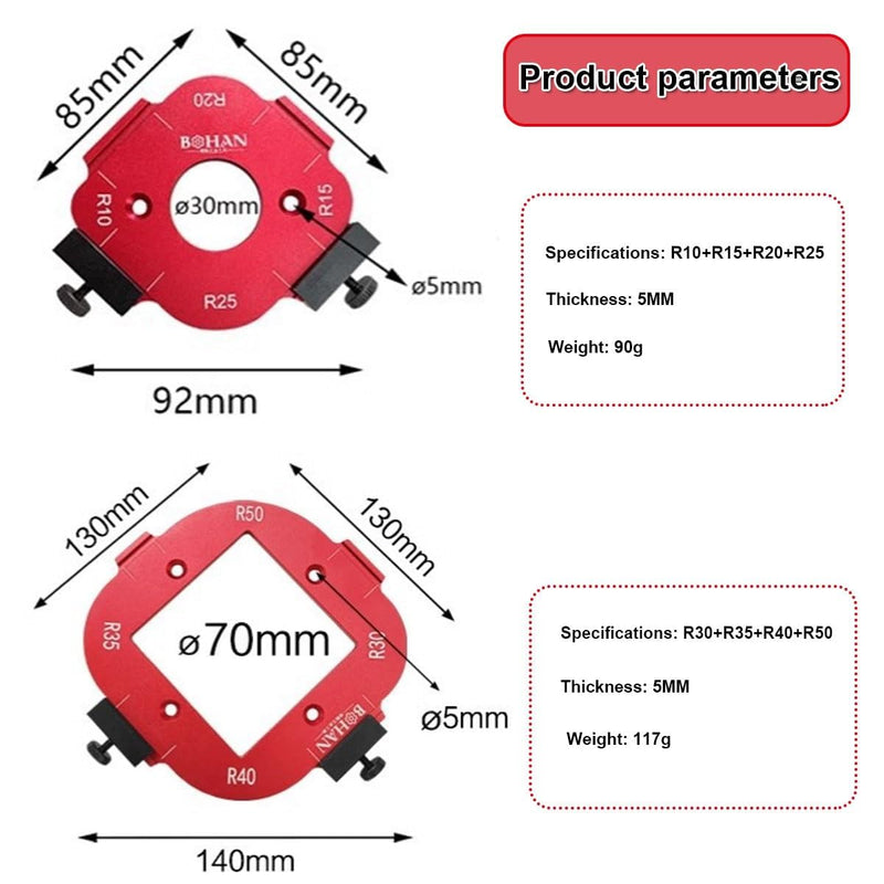 [Australia - AusPower] - 2 Pieces Router Jig Radius Template, Milling Templates for Router for Woodworking R10 R15 R20 R25 R30 R35 R40 R50 Radius Routing Templates - Precise Woodworking for Professionals 