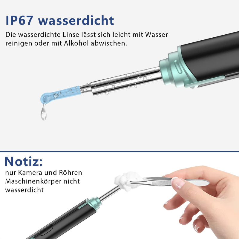 Ear Wax Remover, IP67 Otoscope, Ear Cleaner with Camera | 3.5 mm otoscope, IP67 waterproof, 8 replacement attachments, compatible with Android smartphones, iPhones and iPads