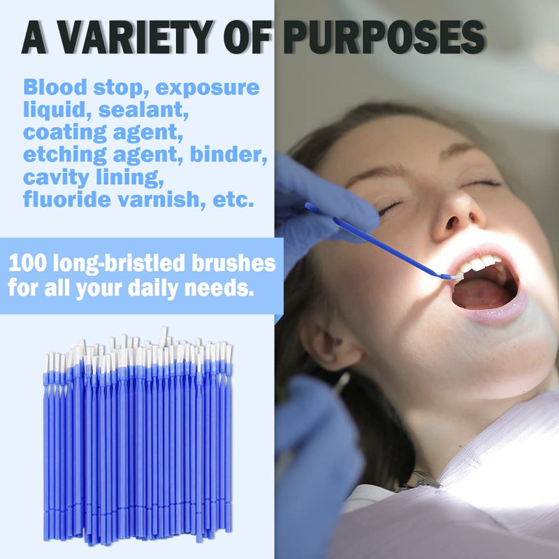 [Australia - AusPower] - 100 Pcs Disposable Interdental Brush, 4 Colors Dental Micro Applicator Brush Micro Swabs Applicator - Oral Dental Hygiene Tooth Cleaning Tool 
