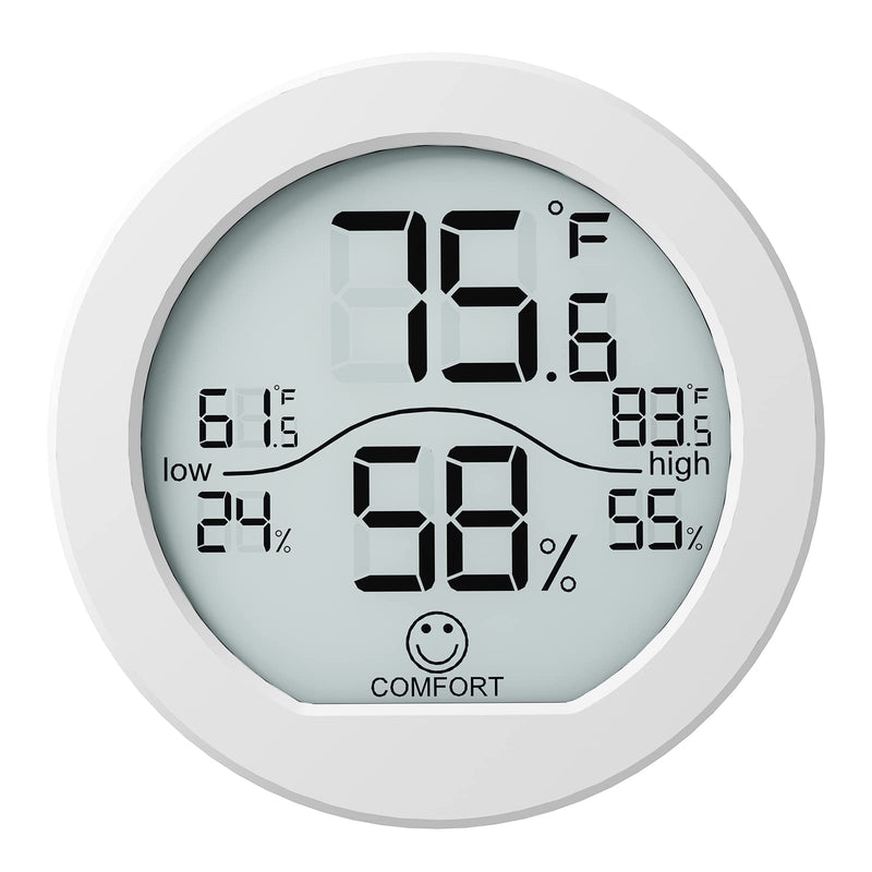 [Australia - AusPower] - SECRUI Digital Hygrometer Thermometer for Room Temperature Humidity Meter Indoor Thermometer Accuracy Calibration LCD Temperature Sensor with Maximum and Minimum Records, TH1, White TH1x1 