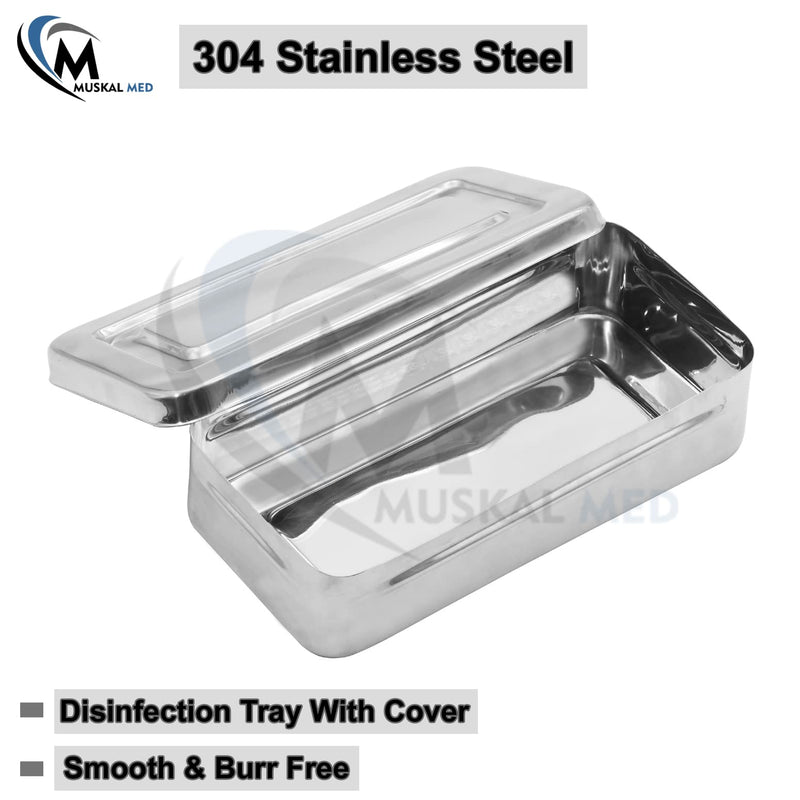 [Australia - AusPower] - 10" x 4.9" x 2.2" Medical Surgical Trays Stainless Steel Dental Instruments Tray Organizer Holder Multi-Function Storage Sterilization Plate Trays Solid Box with Cover 