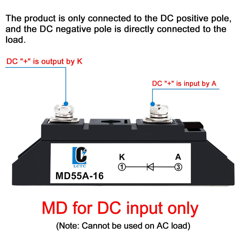 [Australia - AusPower] - 12V 1 Way Diodes MD 55A(50Amp)-16;to Prevent Backfeed;Use Voltage Range:AC < 400VAC ;DC 3-1000V;Used in photovoltaics, Solar Energy, Solar Panels 24V 48V Solar Diode Anti-Reverse 