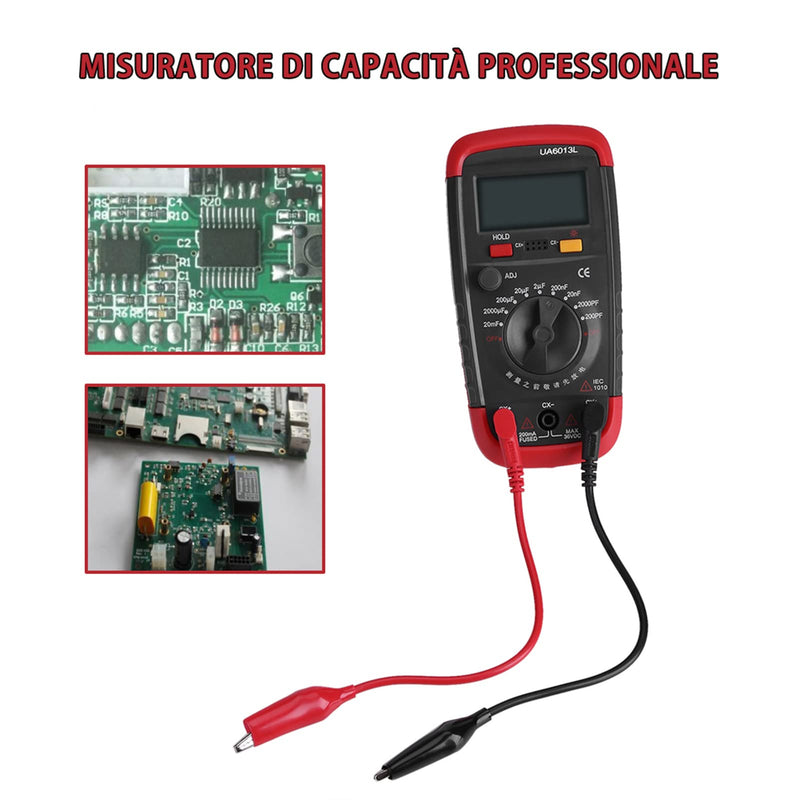 [Australia - AusPower] - Digital Capacitance Meter, Multimeter Professional Capacitor Tester, 0.1pF-20,000uF Capacitor Tester, 9 Files Battery Powered Capacitor Meter Tester with 6013L LCD Display 