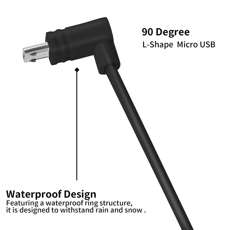 [Australia - AusPower] - L-Shape Micro USB Extension Cable Compatible with WYZE Cam Pan V3, 16.4FT/5M 90 Degree Extension Charging Cable Power Your WYZE Cam Pan V3 Continuously - Black 16.4 Feet 