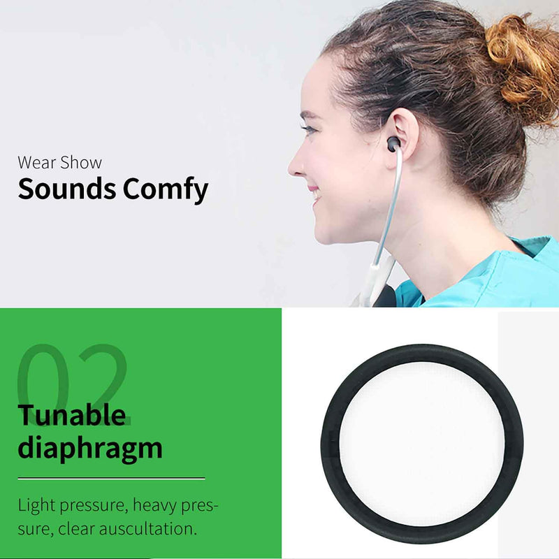 [Australia - AusPower] - Stethoscope Replacement Parts Diaphragm and Ear Tips Kit, Compatible with Littman Cardiology. Repair Accessories 40022,Replacement for Littmann Classic Stethoscopes,Black 