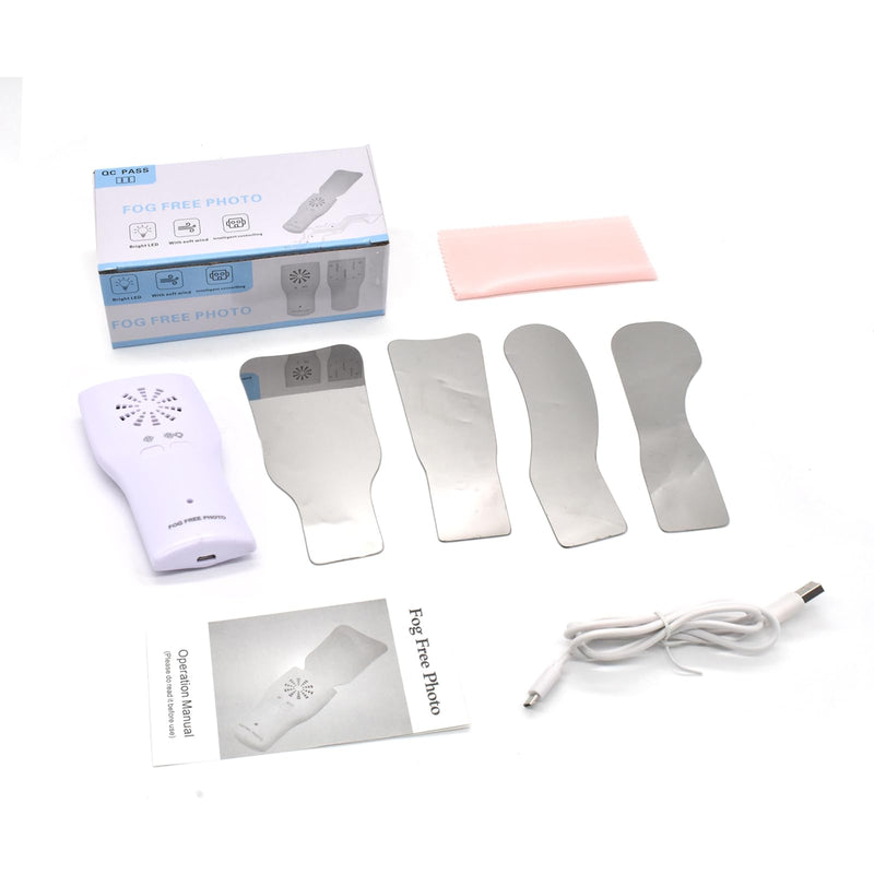 [Australia - AusPower] - 4 Pcs Dental Photography Mirrors,Fog Free Intraoral Photography Mirror, 2 Sided Intraoral Photo Reflector with Fan and Light,Automatic Defogging Stainless Steel Occlusal Mirror 