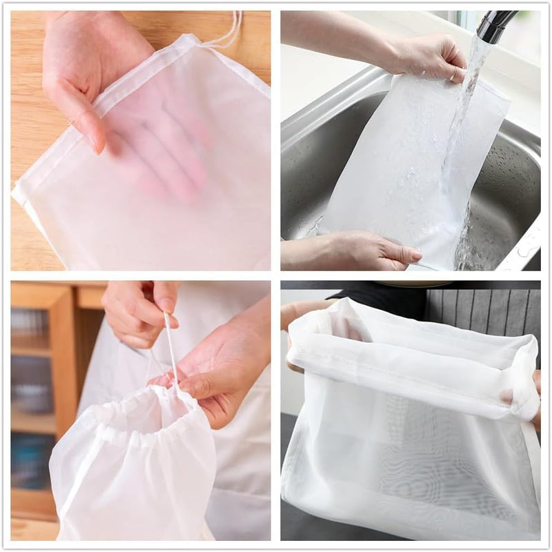 Pack of 3 Filter Bags Strainer Bags 200 Micro Press Bags 20 x 30 cm / 30 x 45 cm Brew Bag Nylon Hop Filter Beer White Press Bag Filter Cloth Squeezing Cloth Nut Milk Bag for Fruit Press Wine 200 Micron/ 1pcs 20*30cm/2pcs 30*45cm