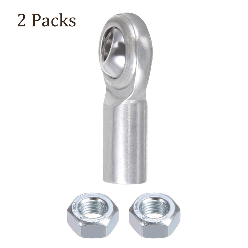 [Australia - AusPower] - 2pcs ECF4 Rod End Joint Bearing - [1/4" Bore, 1/4-28 UNF Right Hand Thread] Female Rod End with Jam Nuts, 45# Carbon Steel 2 