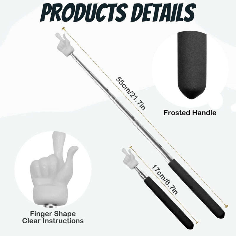 [Australia - AusPower] - 2Pcs Telescopic Teachers Pointer, Extendable Hand Pointer Finger Pointer Stick, Mini Retractable Classroom Pointer for Elementary School Kindergarten Teacher, Classroom Supplies (Black) 2PCS 