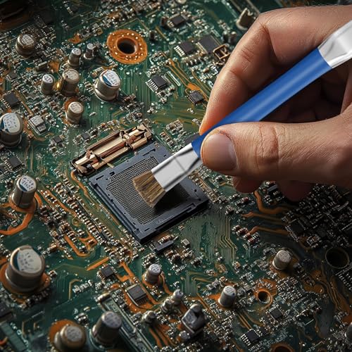 GTHUNDER 2pcs Phone Motherboard IC Cleaning Brush,Double Head Anti-Static ESD Safe Hard Brush,Motherboard Cleaning Tools Cleaning Brush for Computer, Mobile Phone,Watch Etc Circuit Board Cleaner-Blue Blue