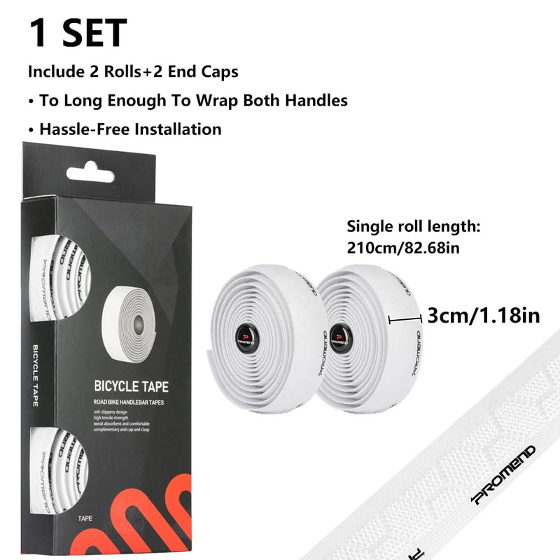 Bike Handlebar Tape Silicone Anti-Slip (Set of 2) - Enhance Your Bike Grip with These Bicycle Handle bar Tape - Wrap Your Bike for an Awesome Comfortable Ride (White) White