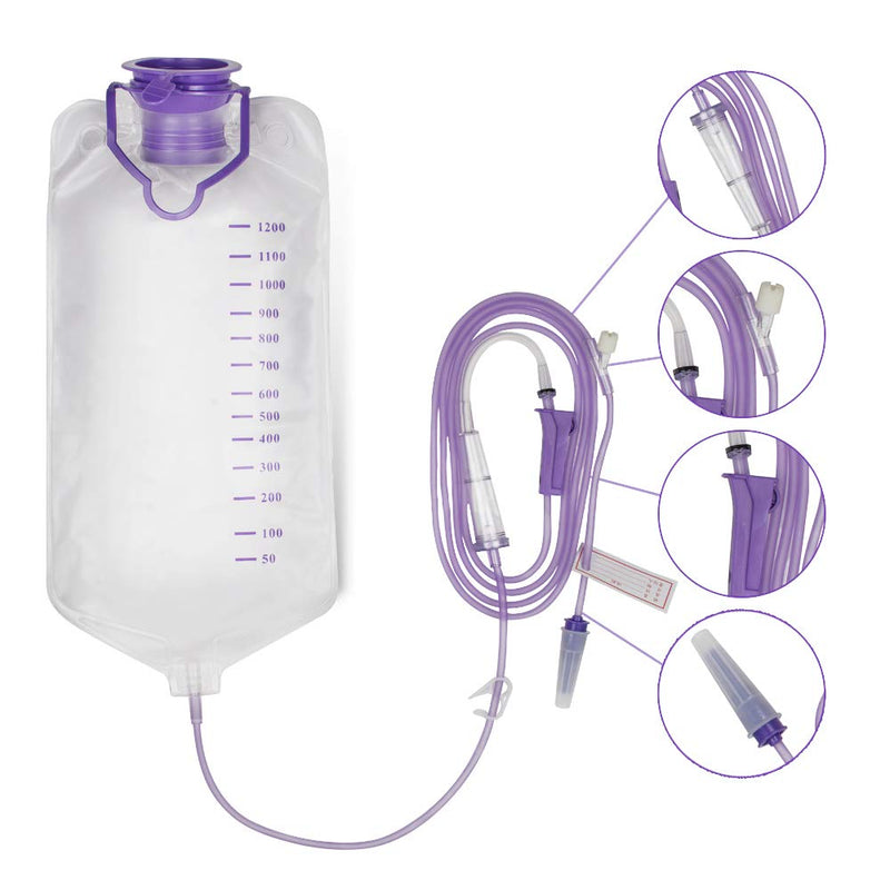 [Australia - AusPower] - 1200ML Enteral Delivery Gravity Bag Set, Disposable Enteral Nutrition Bag, Gravity Feeding Bag - Large Bore 