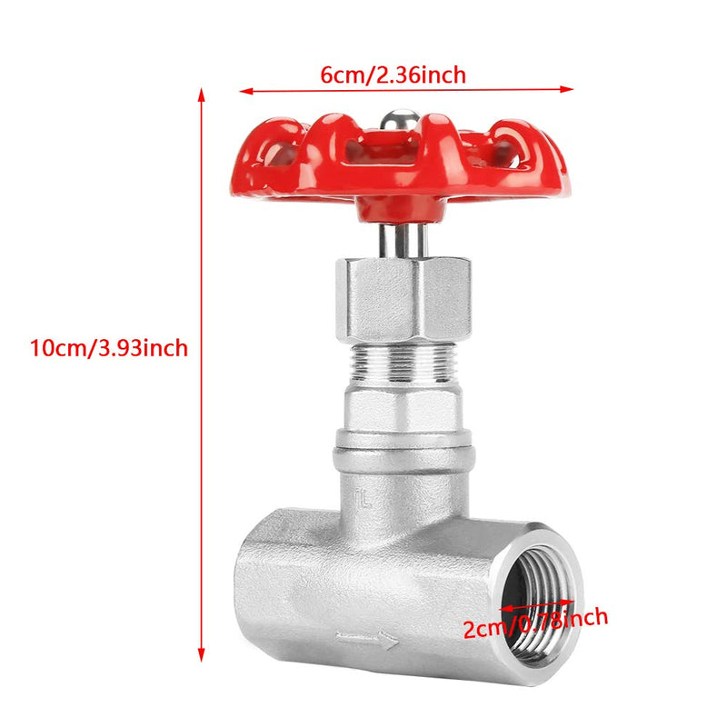 1/2" DN15 Globe Valves, 304 Stainless Steel Shut-off Valves Female Threaded Gate Valve for Water, Oil, Gas - -29~180℃