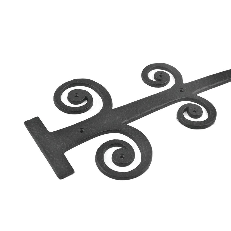 Renovators Supply Manufacturing Black Wrought Iron Garage Door Decorative Hardware 16 in Rust Resistant Spade Styled Rustic Dummy Strap Hinge with Mounting Hardware Pack of 1