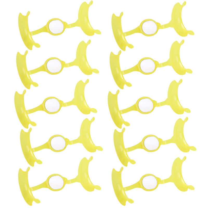 [Australia - AusPower] - Dental Cheek Retractor Mouth Opener M Shape Autoclavable with Mirror for Teeth Whitening Mouthpiece Dentist Tools(10Pcs Yellow) 