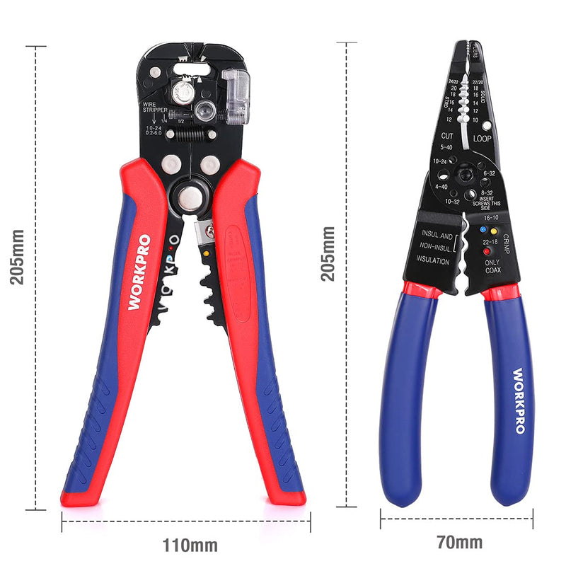 [Australia - AusPower] - WORKPRO Wire Stripper Set, 8-Inch Multi-Tool Stripper and 8-Inch Self-Adjusting Wire Stripper Set for Stripping, Cutting and Crimping 