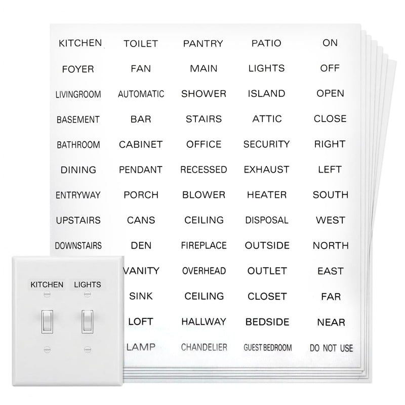 650 Pcs Light Switch Labels, Vinyl Rectangle Light Switch Stickers for Home & Office, Transparent PVC Switch Identification Labels, Easy Peel & Stick (10 Sheets)