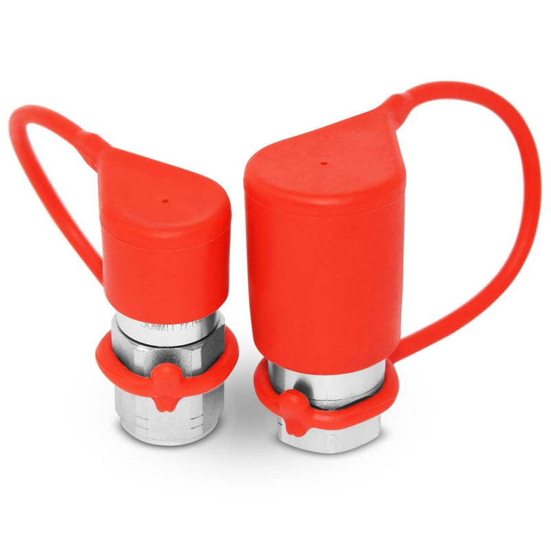 [Australia - AusPower] - Summit Hydraulics 1/4" NPT Flat Face Hydraulic Quick Connect Coupler Set w/Dust Caps 