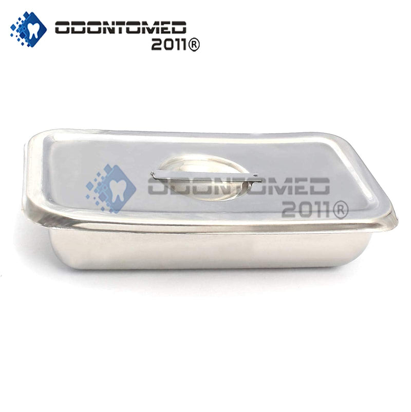 [Australia - AusPower] - OdontoMed2011 Dental Tray Lab Instrument 8"X4"X2" Dental Tool Organizer Holder with Lid and Handle Stainless Steel Holloware Box Dn-2227 