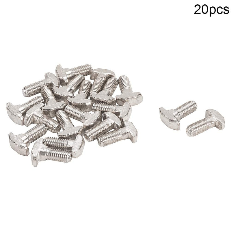 [Australia - AusPower] - Auniwaig M6 x 20mm Thread T Slot Drop-in Bolt, T-Slot Drop-in Stud Screw Bolt, T-Bolt Hammer Head Bolt T Screw, T Slot Bolts Fastener, Carbon Steel 40 Series 20pcs 