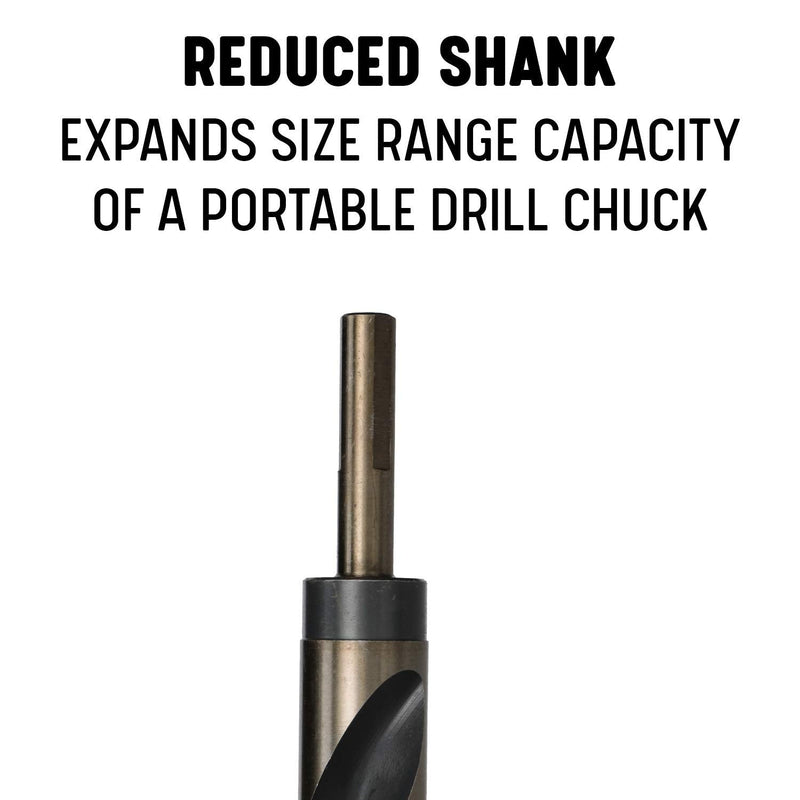 Drill America - KFDRSD1-1/8 1-1/8" Reduced Shank High Speed Steel Black & Gold KFD Drill Bit with 1/2" Shank, KFD Series 1-1/8"