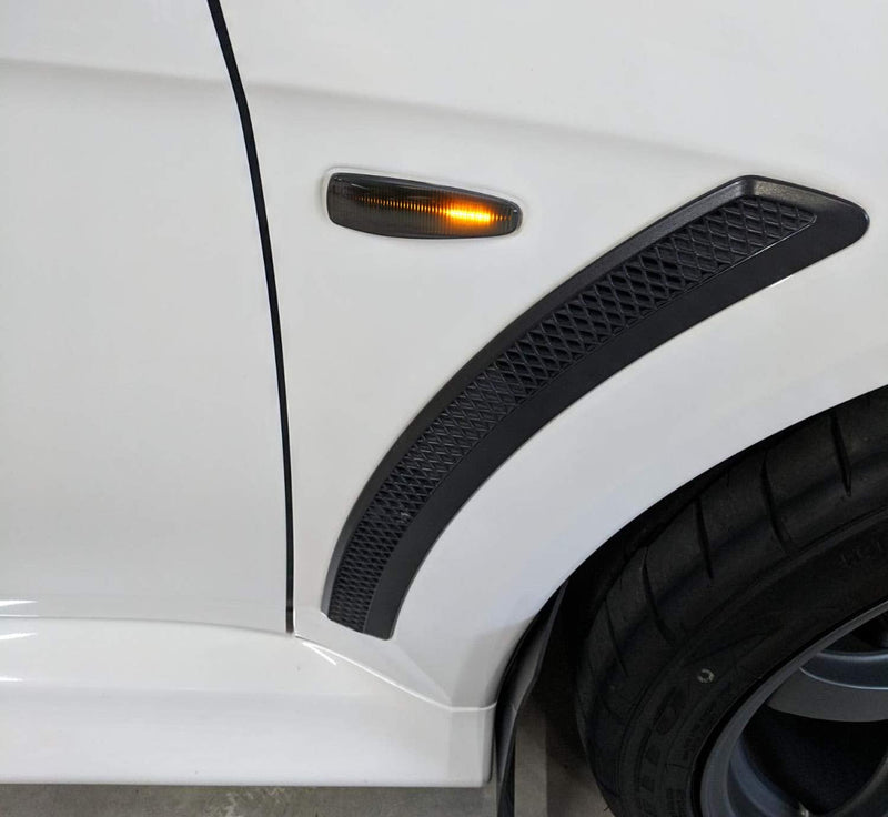iJDMTOY Smoked Sequential Blink Amber LED Side Marker Light Assembly Compatible With Mitsubishi Lancer Evo X Mirage Outlander Sport, Powered by 36-SMD LED, Replace OEM Sidemarkers Smoked Lens Amber Sequential LED