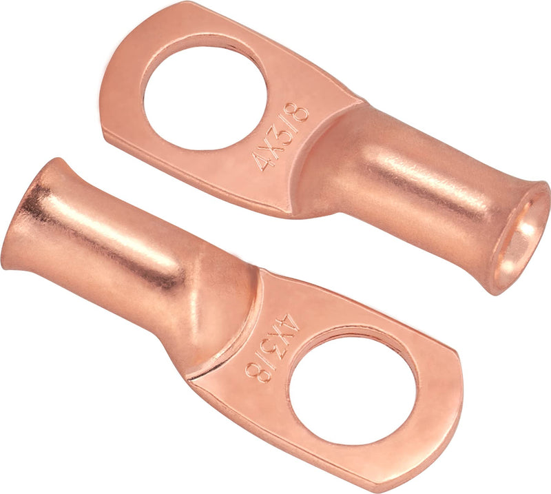 [Australia - AusPower] - 10pcs 4 Awg - 3/8" (M10) Sanuke Wire Lugs Ring Terminal Connectors Ends Heavy Duty for Battery Cable Lug Wire Electrical Eyelets with 3:1 Dual Wall Adhesive Heat Shrink 4 Awg - 3/8" (M10) Bare Copper 10 