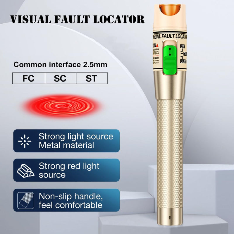 [Australia - AusPower] - Visual Fault Locator, 30-50KM Fiber Optic Cable Tester Meter VFL Red Light Pen Light Source Testers 