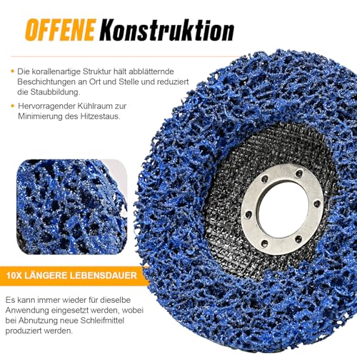 115 mm CSD Disc Sanding Discs, Pack of 5 Blue Cleaning Discs, Nylon Flex Discs Removal of Paint Rust for Angle Grinders