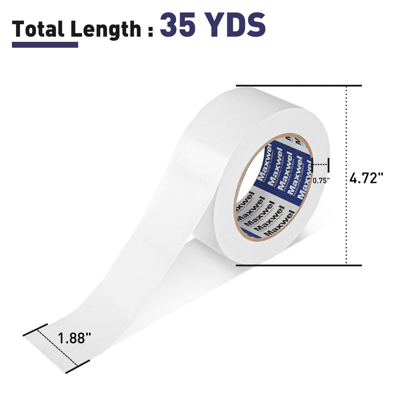 [Australia - AusPower] - Duct Tape White Heavy Duty - 1.88 in 35 Yds Waterproof No Residue Strong Adhesive Duct Tape Tearable for Indoor Outdoor Use,Multi Purpose Home Repair 