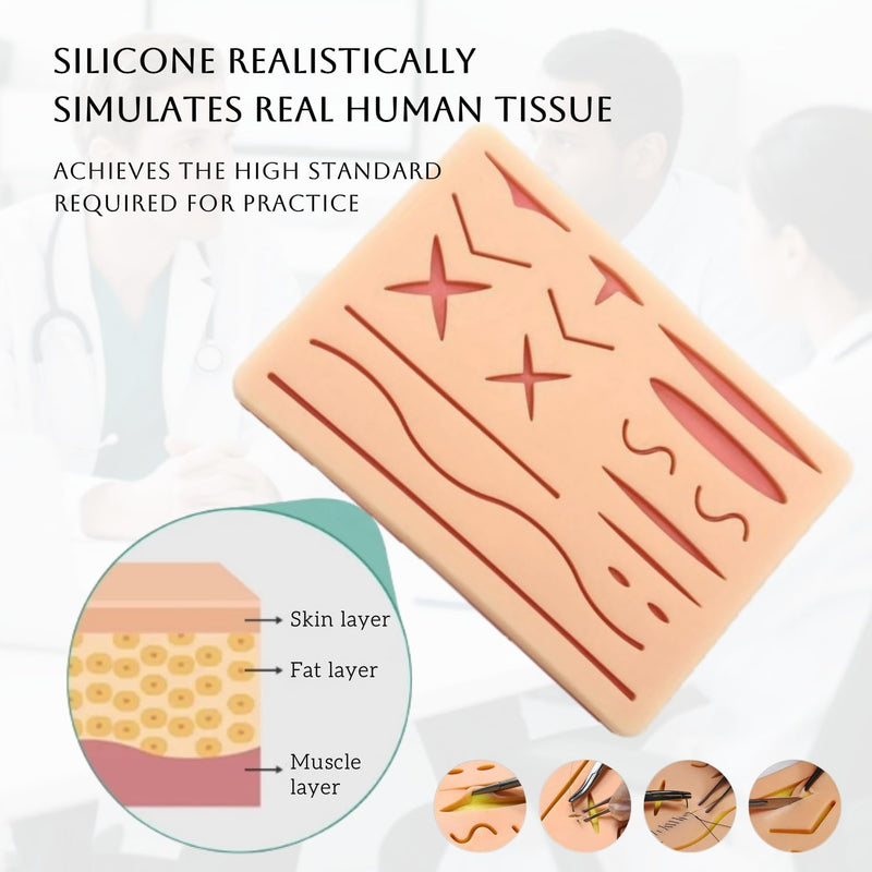 [Australia - AusPower] - Suture Practice Complete Kit for Medical Student,Suture Training Pad, Suturing Practice kit, Surgical Stitches Kits Suitable for Nursing,Medical Students(16 Wounds) 16 Wounds 