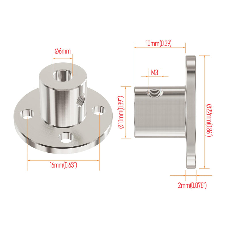 [Australia - AusPower] - 6mm(0.24 in) Flange Shaft Coupling, Rigid Coupling Motors Guide Support Coupler, High Hardness Connector Flanged Mount for DIY RC Model Motors Coupler with Set Screws & Wrench 6mm id-10mm od 