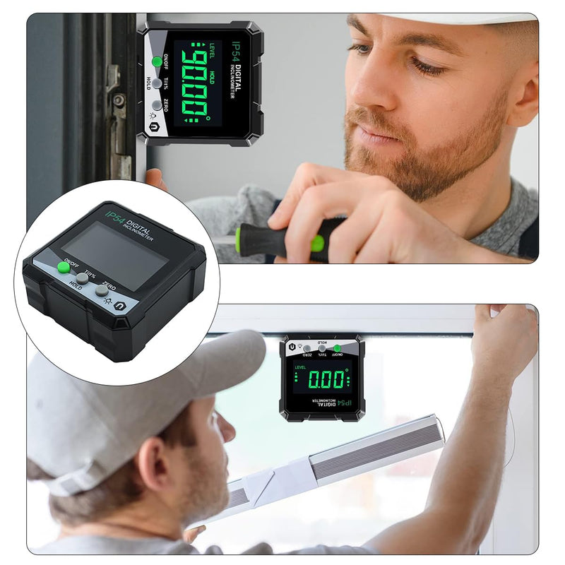 [Australia - AusPower] - POFET Digital Protractor, Digital Spirit Level with Magnetic Base, Waterproof IP54 Inclinometer for Carpenter's Home 
