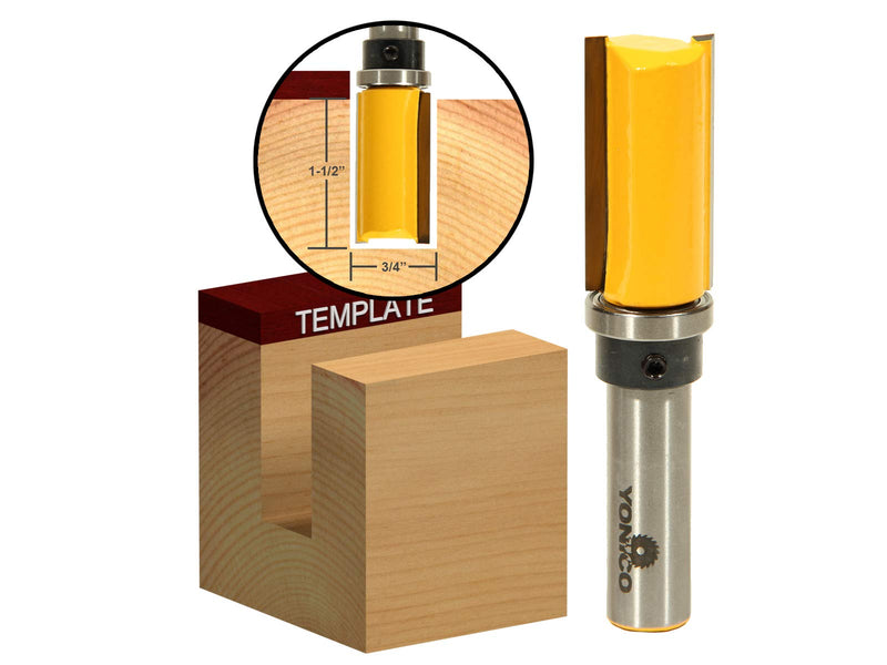 YONICO Router Bits Pattern Bit Flush Trim Set 4 Bit 3/4-Inch Diameter 1/2-Inch Shank 14426 4 Bit Set - 3/4" Width - 1/2" Shank