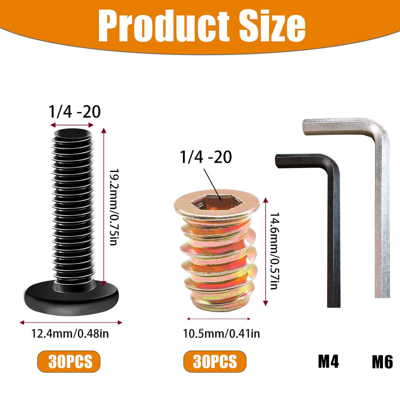 [Australia - AusPower] - Taiss 400PCS Metric Flange Bolt Assortment kit,M6x1.0 Bolt, M8x1.25 Bolt, M10x1.5 Bolt (12mm to 45mm) 10.9 Black zinc Plating Hex Bolts+30 Sets 1/4-20 x 3/4" Furniture Screw Nut Threaded Inserts 