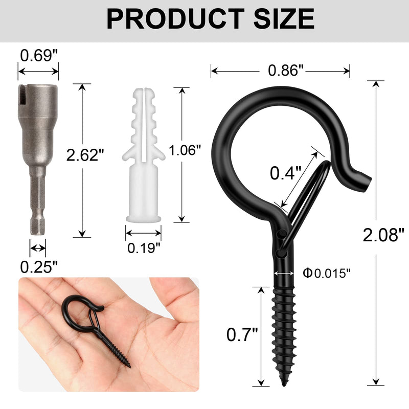 [Australia - AusPower] - 36 PCS Q-Hanger Hooks with Safety Buckle, Windproof Screw Hooks for Outdoor String Lights Hanging Christmas Lights, Plants, with 1 Wing Nut Driver 36 Pcs 