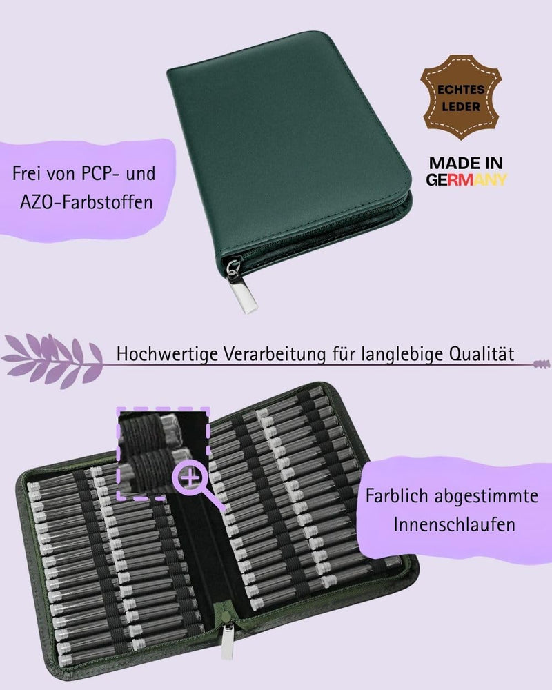 Homeopathy Pocket Pharmacy Classic with 64 Clear Glasses Leather (Green) Leather Green