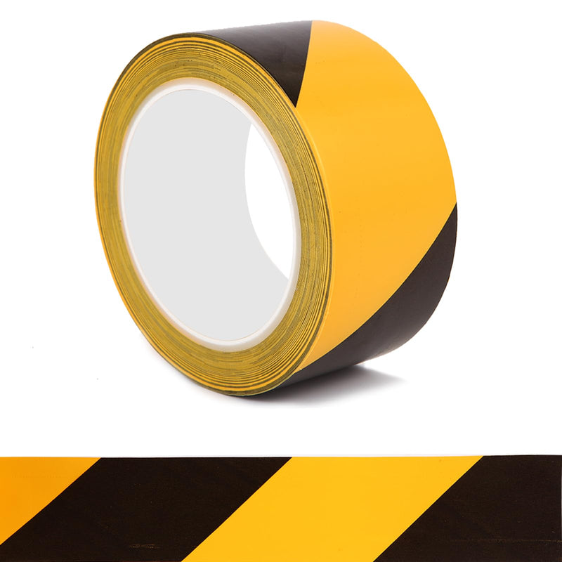2 Inch x 110 FT Black & Yellow Floor Marking Tape, High-Visibility & Adhesive Hazard Tape for Caution & Aisle Marking, Warning Safety Stripe Tape, Caution Tape Roll for Walls Steps Pipes Equipment 2 Inch x 110 FT Black & Yellow PET Tape