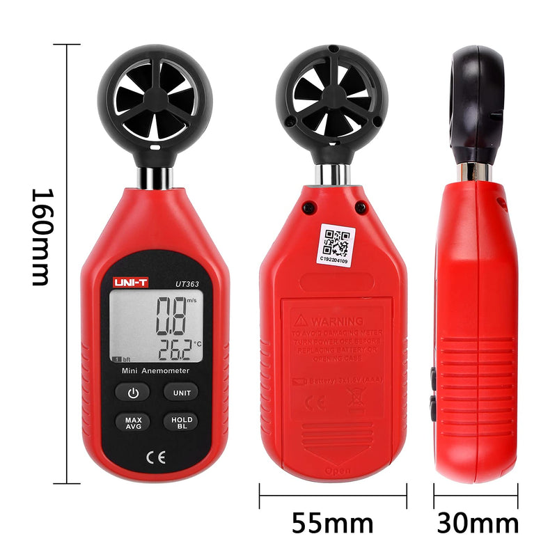 [Australia - AusPower] - UNI-T UT363 Mini Digital Anemometer High Precision Wind Measuring Instrument Hand - held Impeller Wind Speed Sensor Anemometer 