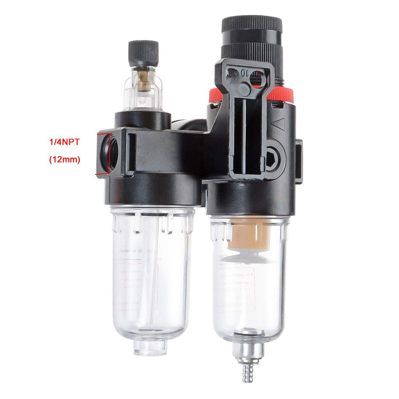 [Australia - AusPower] - YXQ AFR-2000 AL-2000 Pneumatic Twin Air Filter Air Compressor Source Treatment with Regulator Trap 1/4NPT 