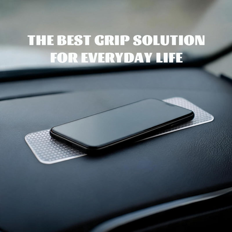 12 PCS Rubber Grip Tape Strips, 7.87"x2.36" Clear Non-Abrasive Grip Stickers with Scraper Non-Slip Tape for Handles Waterproof Heat Resistant Cushion Grip