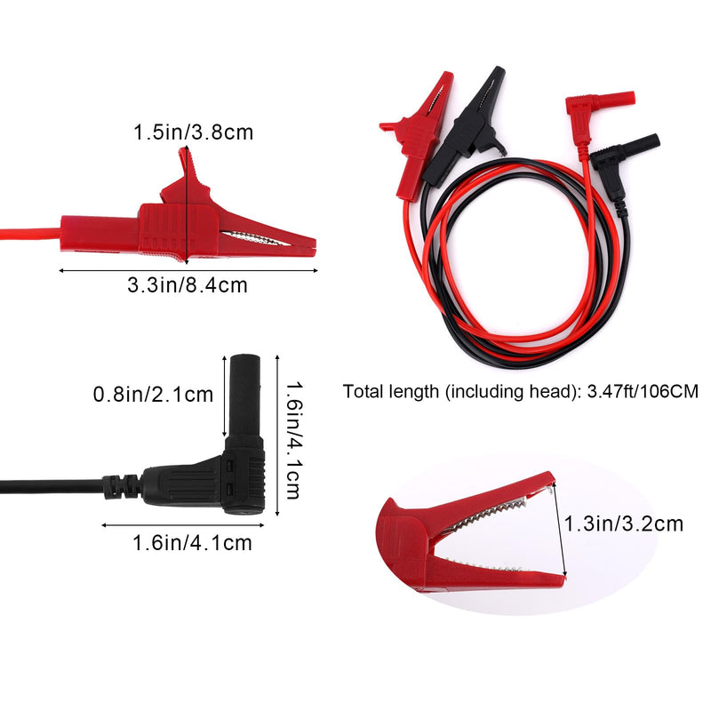 [Australia - AusPower] - 2 Pcs Multimeter Test Wires with Insulated Clamps, Heavy Duty Banana Plug to Alligator Clip Test Wires Suitable for Multimeter Field Instruments Electrical Testing Automotive Circuits 